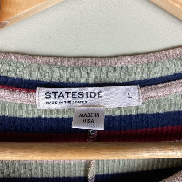 Stateside: Bodycon Striped Cycle Court Mini Ribbed T-Shirt Dress Size Large - Picture 3 of 5